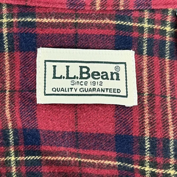 L.L. Bean Long Sleeve Flannel Mens XL Reg 100% Cotton Red Multicolor Button Down - Picture 5 of 7